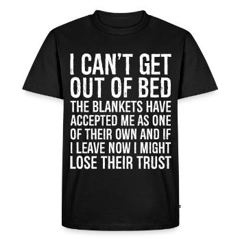 Je n’arrive pas à sortir du lit - T-shirt Premium bio Homme - noir - Devant - Nico (187cm)