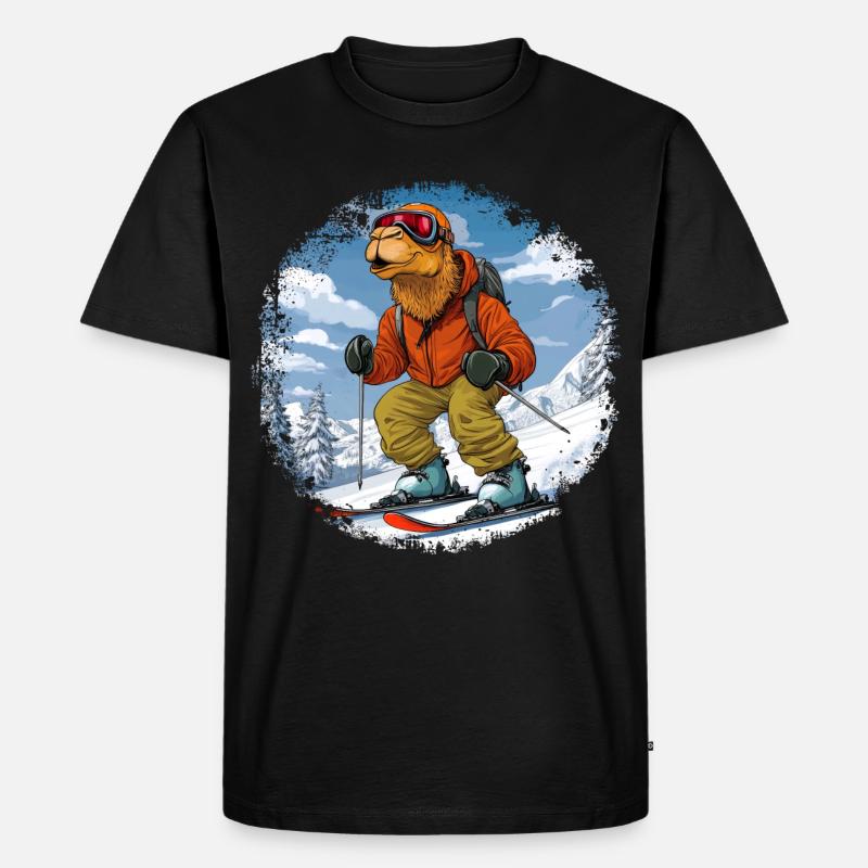 Kamel Skifahrer - Männer Premium Bio T-Shirt - Schwarz
