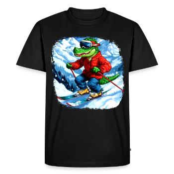 Crocodile Skier - Men's Premium Organic T-Shirt - black - Front - Nico (187cm)