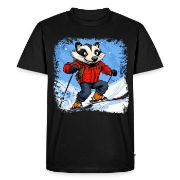 Dachse Ski / Skier Badger - Men's Premium Organic T-Shirt - black - Front - Nico (187cm)