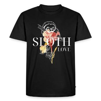 Amour paresseux – Art floral et paresseux - T-shirt Premium bio Homme - noir - Devant - Nico (187cm)
