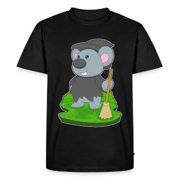 Mouse Witch Broom - Men's Premium Organic T-Shirt - black - Front - Nico (187cm)