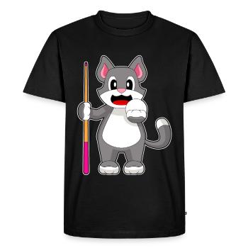 Cat Billiard Cue - Men's Premium Organic T-Shirt - black - Front - Nico (187cm)