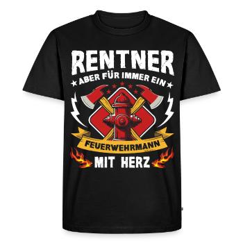 Rentner Feuerwehrmann – Held im Ruhestand Sirene - Männer Premium Bio T-Shirt - Schwarz - Vorne - Nico (187cm)