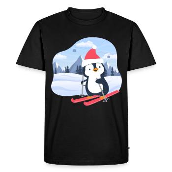 Petit pingouin skiant - T-shirt Premium bio Homme - noir - Devant - Nico (187cm)