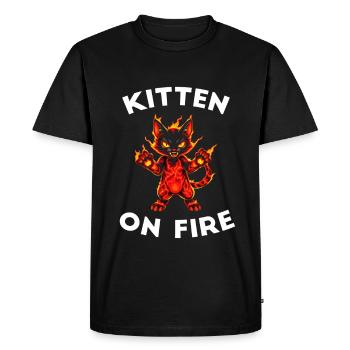 Chat de Feu et de Lave - Chaton en feu - T-shirt Premium bio Homme - noir - Devant - Nico (187cm)