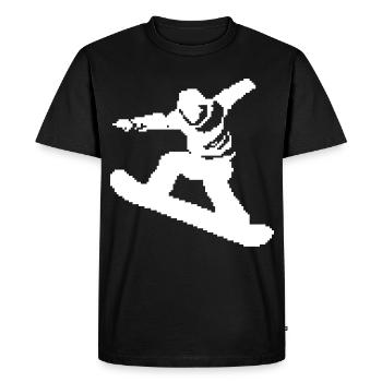 Graphique Pixel Snowboarder - T-shirt Premium bio Homme - noir - Devant - Nico (187cm)