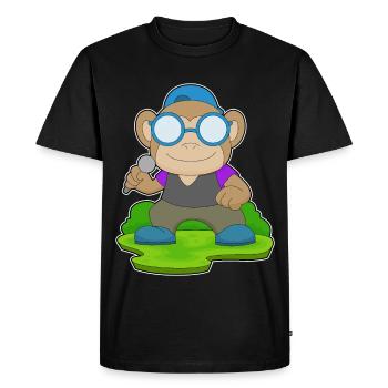 Monkey Singer Microphone Singing - Men's Premium Organic T-Shirt - black - Front - Nico (187cm)