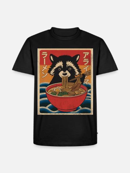 Kawaii Raccoon Ramen Funny Japanese Anime - Men's Premium Organic T-Shirt - black
