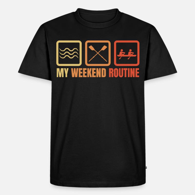 Ruderer Wochenendroutine - Männer Premium Bio T-Shirt - Schwarz