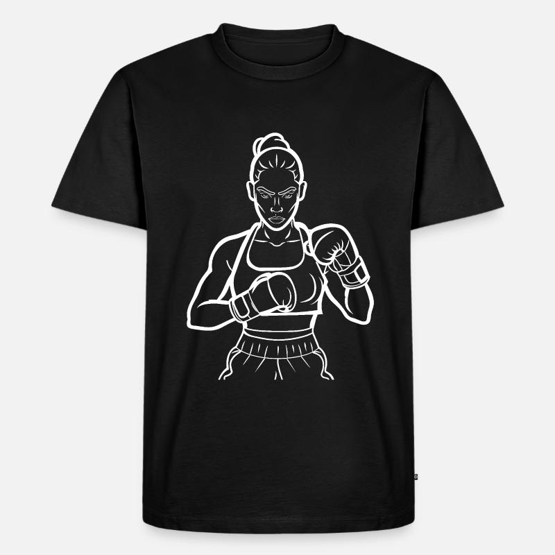 Weiblicher Boxer Line Art - Männer Premium Bio T-Shirt - Schwarz