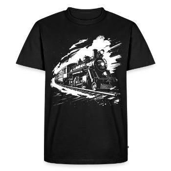 Railway Drawing - Men's Premium Organic T-Shirt - black - Front - Nico (187cm)