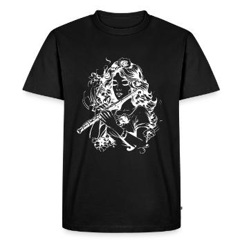 Flute Girl Drawing - Men's Premium Organic T-Shirt - black - Front - Nico (187cm)