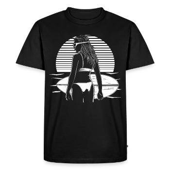 Female surfer - Men's Premium Organic T-Shirt - black - Front - Nico (187cm)