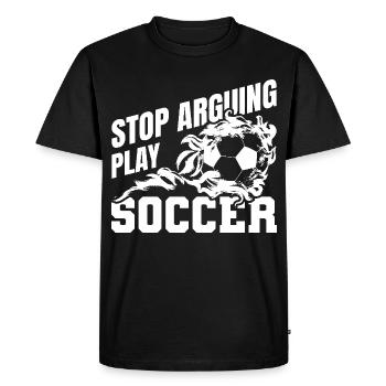Arrêtez de vous disputer lors du match de football - T-shirt Premium bio Homme - noir - Devant - Nico (187cm)