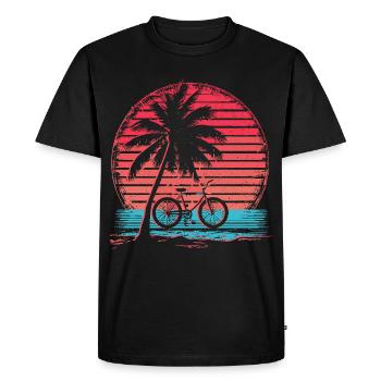 Bicycle Synthwave - Men's Premium Organic T-Shirt - black - Front - Nico (187cm)