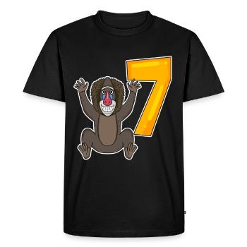 Motif Singe 7ème Anniversaire - 7 ans - T-shirt Premium bio Homme - noir - Devant - Nico (187cm)