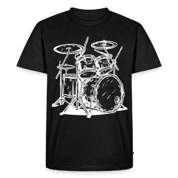 Drumkit Line Art - Men's Premium Organic T-Shirt - black - Front - Nico (187cm)