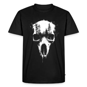 Cerf Crâne Forêt Exposition Gothique Surréaliste Graphique - T-shirt Premium bio Homme - noir - Devant - Nico (187cm)