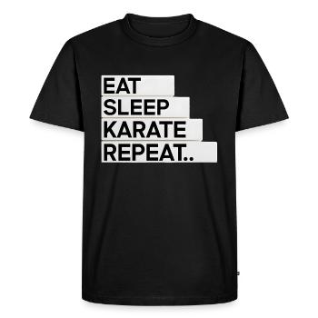 Manger. Dormir. Karaté. Répéter... - T-shirt Premium bio Homme - noir - Devant - Nico (187cm)