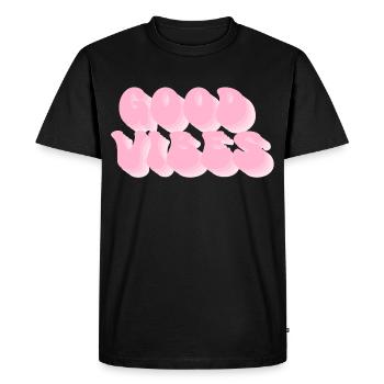 Positive Vibes - Police de bulles rétro - T-shirt Premium bio Homme - noir - Devant - Nico (187cm)