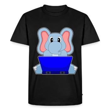 Elephant Laptop - Men's Premium Organic T-Shirt - black - Front - Nico (187cm)