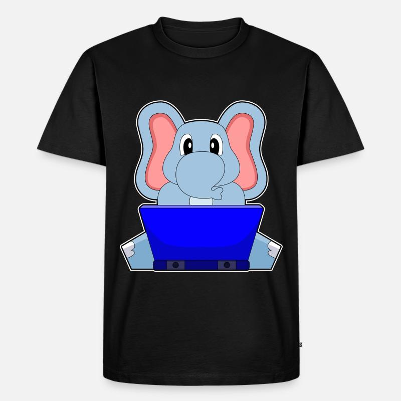Elefant Laptop - Männer Premium Bio T-Shirt - Schwarz