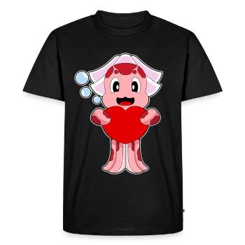 Octopus Bridal Heart Wedding - Men's Premium Organic T-Shirt - black - Front - Nico (187cm)