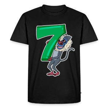 Motif Singe 7ème Anniversaire - Sept ans - T-shirt Premium bio Homme - noir - Devant - Nico (187cm)