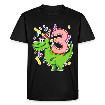 Three 3 - Number 3 - Number 3 Birthday Dino - Men's Premium Organic T-Shirt - black - Front - Nico (187cm)