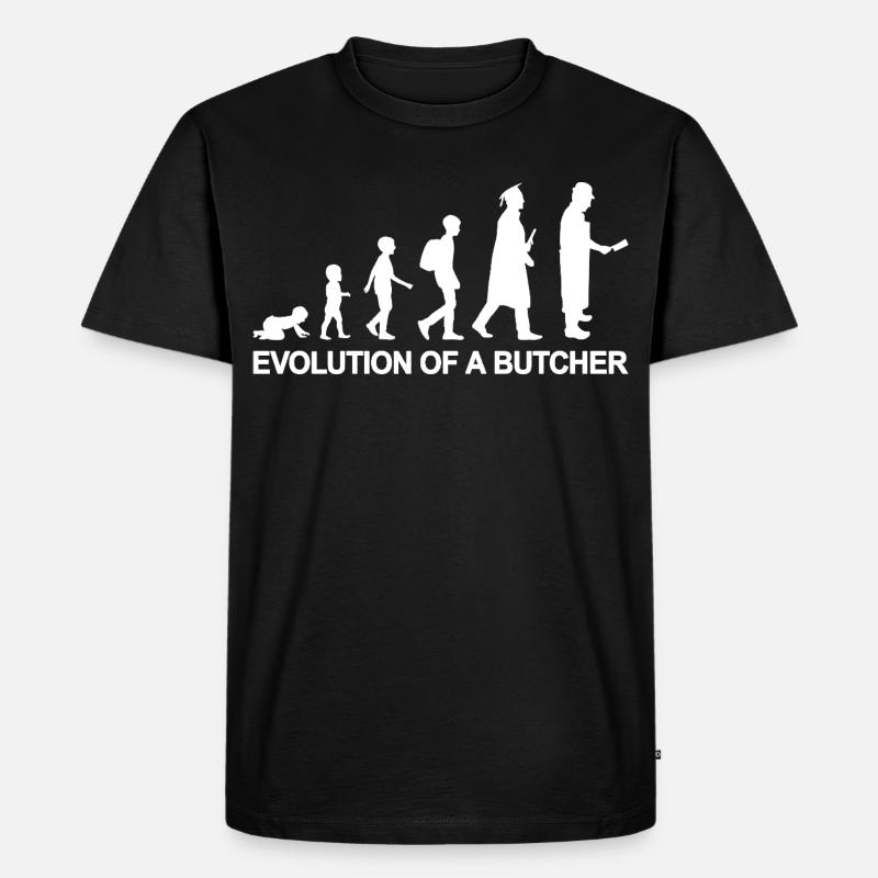 Metzger Evolution - Männer Premium Bio T-Shirt - Schwarz
