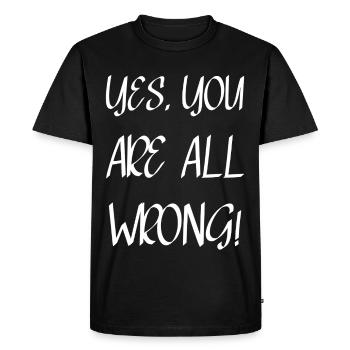 Yes, you are all wrong! - Men's Premium Organic T-Shirt - black - Front - Nico (187cm)