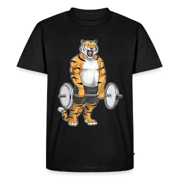 Tiger Bodybuilder Barbell Bodybuilding - Men's Premium Organic T-Shirt - black - Front - Nico (187cm)