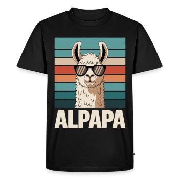 Papa Alpaga Papa Drôle Lama Cadeau de Fête des Pères - T-shirt Premium bio Homme - noir - Devant - Nico (187cm)
