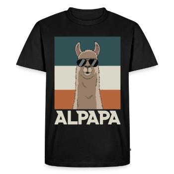 Papa Alpaga Papa Drôle Lama Cadeau de Fête des Pères - T-shirt Premium bio Homme - noir - Devant - Nico (187cm)