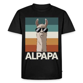 Papa Alpaga Papa Drôle Lama Cadeau de Fête des Pères - T-shirt Premium bio Homme - noir - Devant - Nico (187cm)