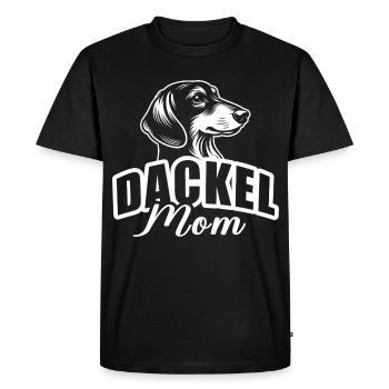 "Dachshund Mom" with dog head - Men's Premium Organic T-Shirt - black - Front - Nico (187cm)