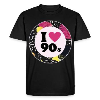 I ♥ 90s – Design rétro nostalgique - T-shirt Premium bio Homme - noir - Devant - Nico (187cm)