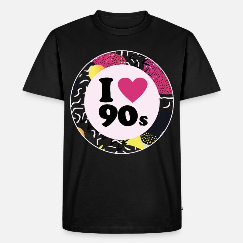 I ♥ 90s – Nostalgisches Retro-Design - Männer Premium Bio T-Shirt - Schwarz