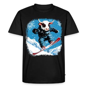 Vaches snowboard - T-shirt Premium bio Homme - noir - Devant - Nico (187cm)