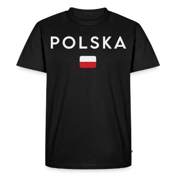 Drapeau de la Pologne, fierté polonaise - T-shirt Premium bio Homme - noir - Devant - Nico (187cm)
