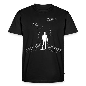 Plane Spotter - Men's Premium Organic T-Shirt - black - Front - Nico (187cm)