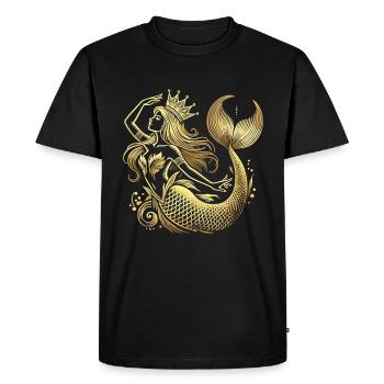 Sirène Sirène Princesse Or Cadeau Doré - T-shirt Premium bio Homme - noir - Devant - Nico (187cm)