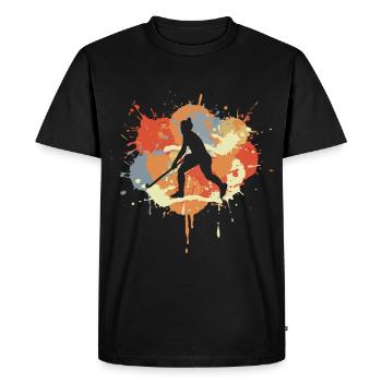 Dessin de joueur de hockey - T-shirt Premium bio Homme - noir - Devant - Nico (187cm)