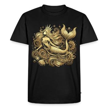 Sirène Sirène Princesse Or Cadeau Doré - T-shirt Premium bio Homme - noir - Devant - Nico (187cm)