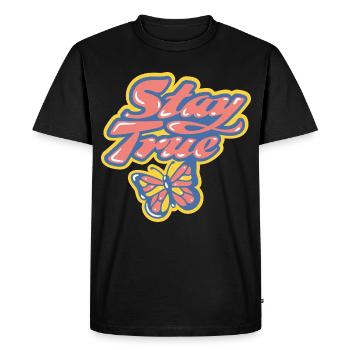 Stay True – Colorful retro design - Men's Premium Organic T-Shirt - black - Front - Nico (187cm)