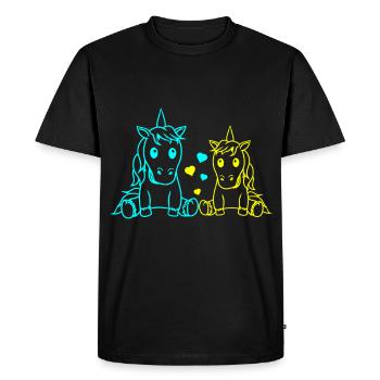 Partenaires de coeurs de la Saint-Valentin Licornes de la Saint-Valentin - T-shirt Premium bio Homme - noir - Devant - Nico (187cm)