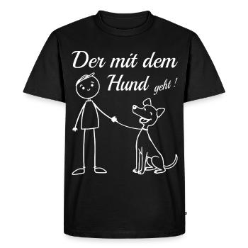 Qui va avec le chien ! - T-shirt Premium bio Homme - noir - Devant - Nico (187cm)