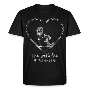 Qui va avec le chien ! - T-shirt Premium bio Homme - noir - Devant - Nico (187cm)
