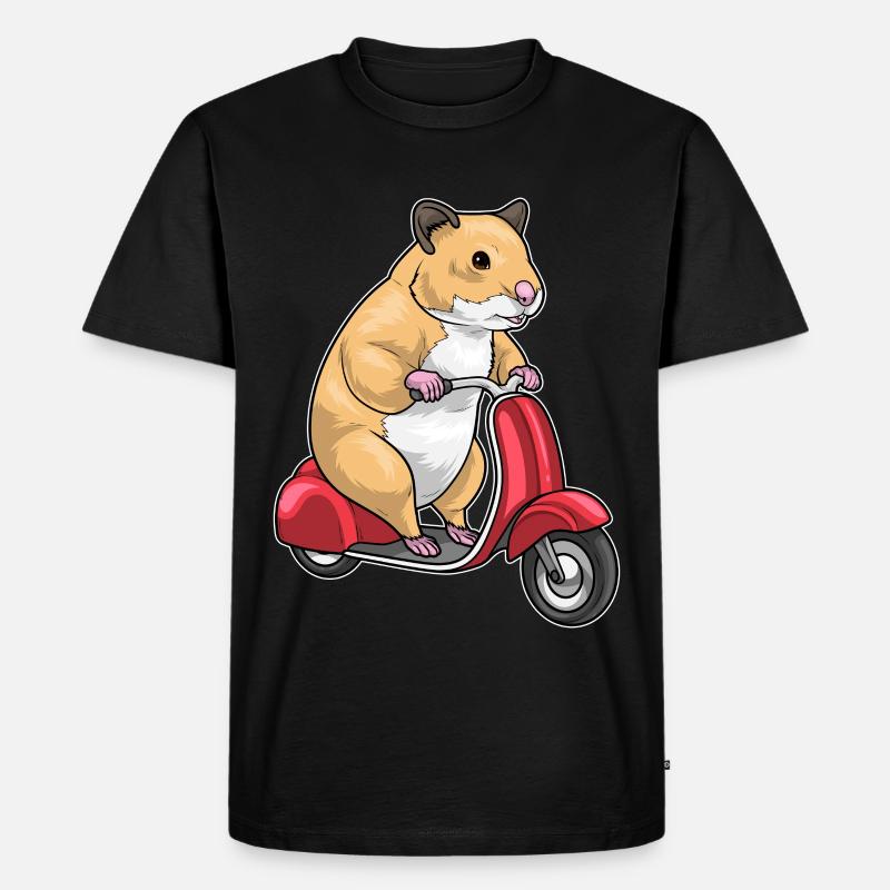 Hamster Motorroller - Männer Premium Bio T-Shirt - Schwarz